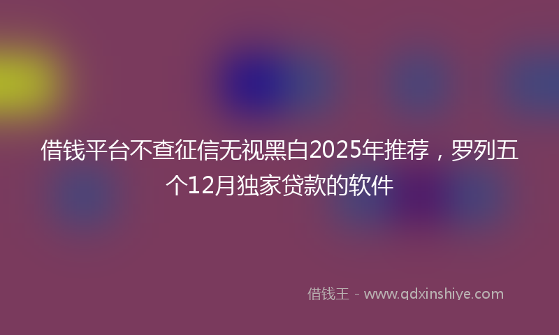 借钱平台不查征信无视黑白2025年推荐，罗列五个12月独家贷款的软件