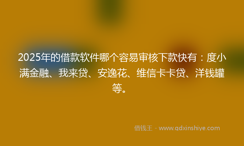 2025年的借款软件哪个容易审核下款快有：度小满金融、我来贷、安逸花、维信卡卡贷、洋钱罐等。