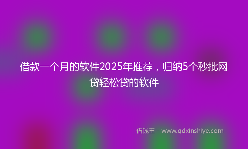 借款一个月的软件2025年推荐，归纳5个秒批网贷轻松贷的软件