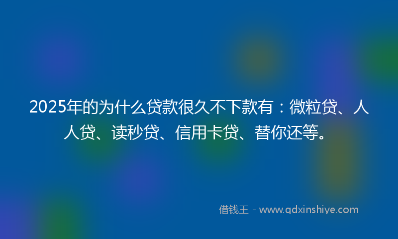 2025年的为什么贷款很久不下款有：微粒贷、人人贷、读秒贷、信用卡贷、替你还等。