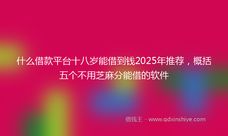 什么借款平台十八岁能借到钱2025年推荐，概括五个不用芝麻分能借的软件