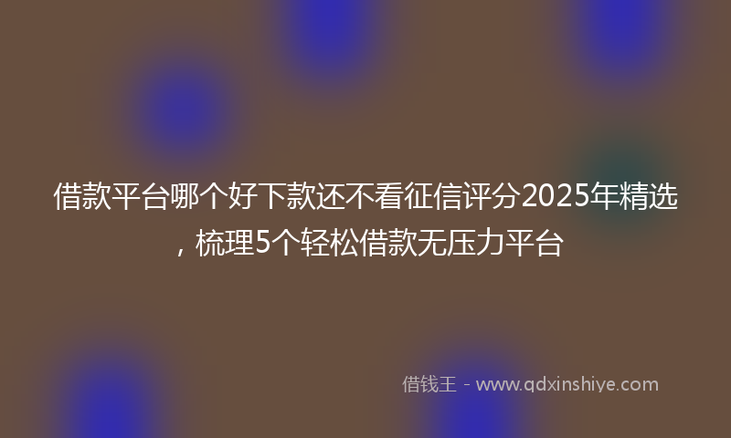借款平台哪个好下款还不看征信评分2025年精选，梳理5个轻松借款无压力平台