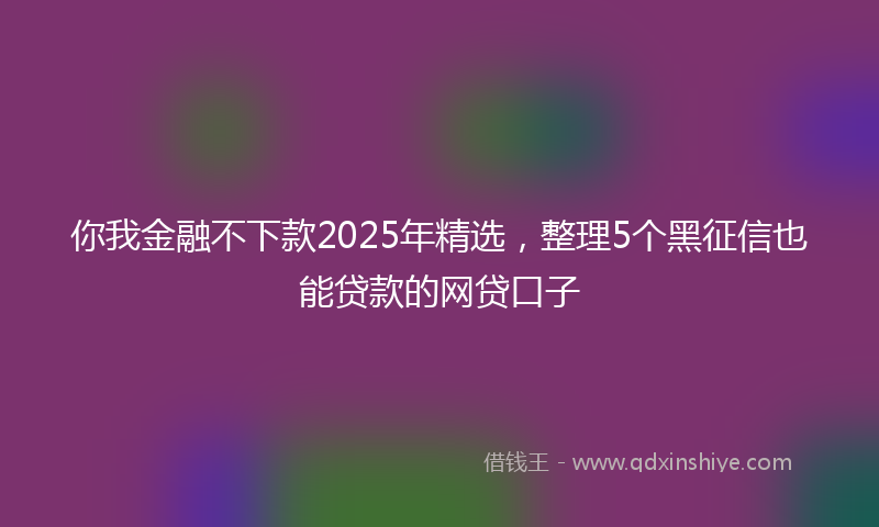 你我金融不下款2025年精选，整理5个黑征信也能贷款的网贷口子