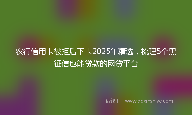 农行信用卡被拒后下卡2025年精选，梳理5个黑征信也能贷款的网贷平台