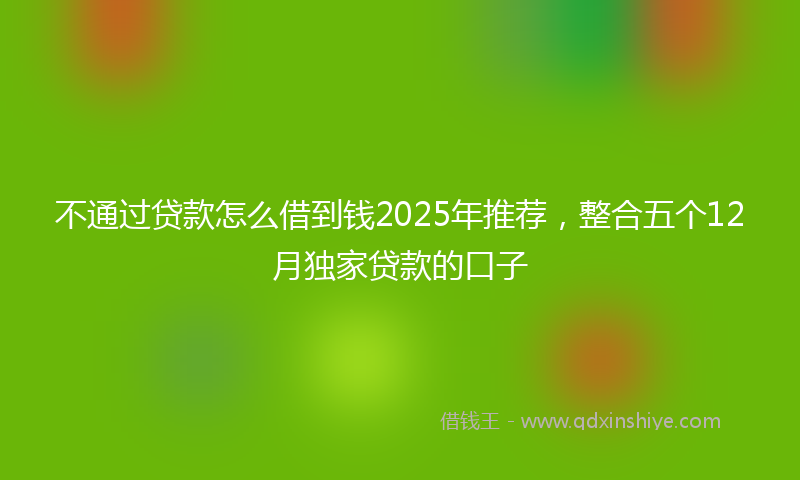 不通过贷款怎么借到钱2025年推荐，整合五个12月独家贷款的口子
