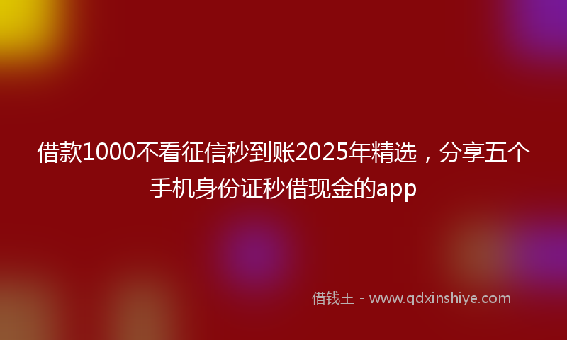 借款1000不看征信秒到账2025年精选，分享五个手机身份证秒借现金的app
