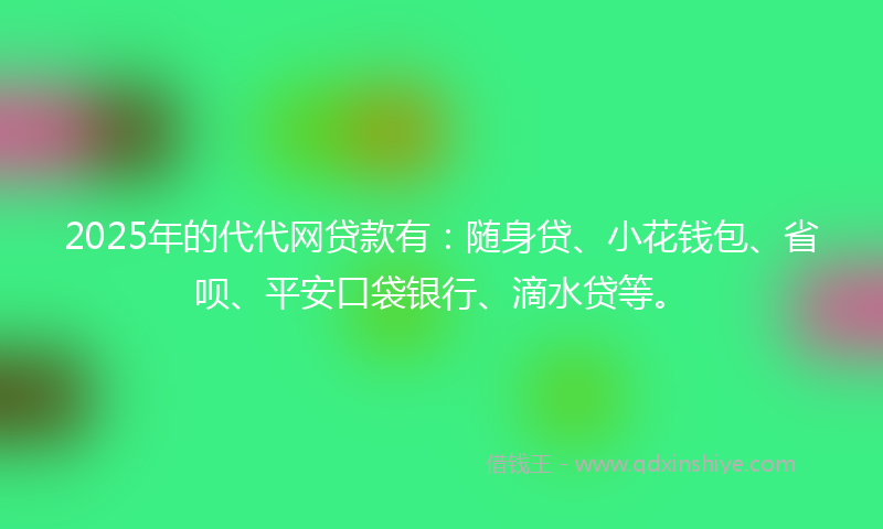 2025年的代代网贷款有：随身贷、小花钱包、省呗、平安口袋银行、滴水贷等。
