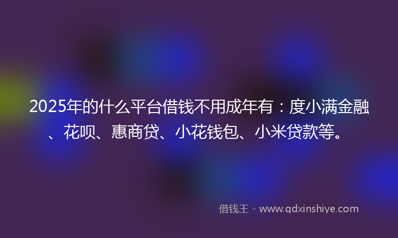 2025年的什么平台借钱不用成年有：度小满金融、花呗、惠商贷、小花钱包、小米贷款等。