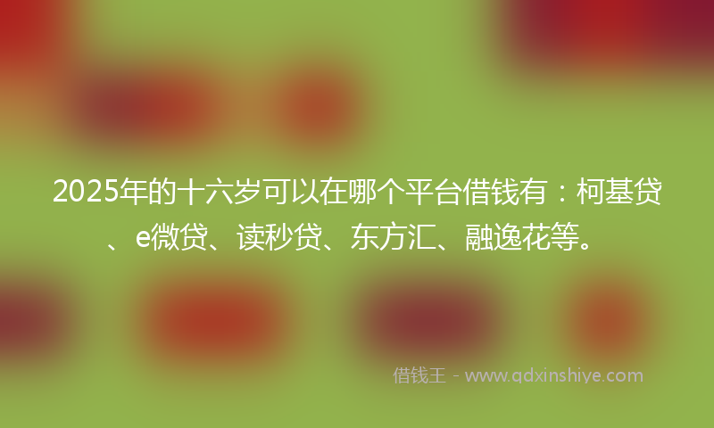 2025年的十六岁可以在哪个平台借钱有：柯基贷、e微贷、读秒贷、东方汇、融逸花等。