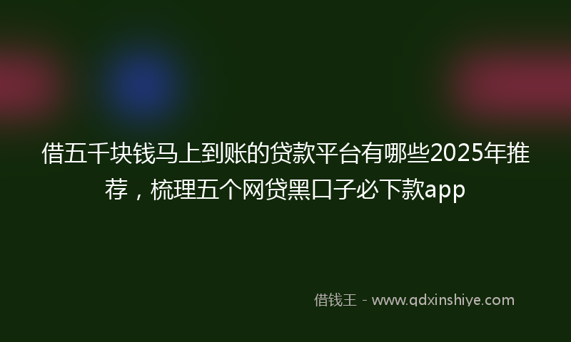借五千块钱马上到账的贷款平台有哪些2025年推荐，梳理五个网贷黑口子必下款app