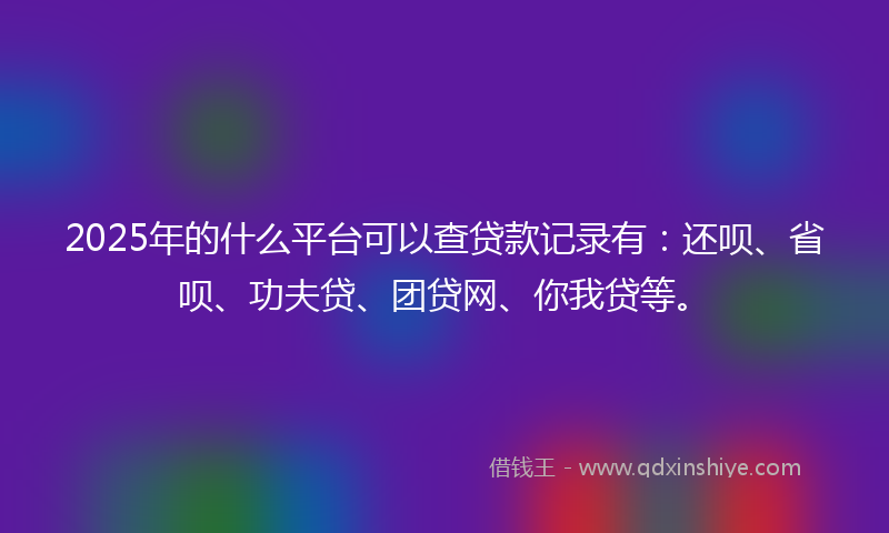 2025年的什么平台可以查贷款记录有：还呗、省呗、功夫贷、团贷网、你我贷等。