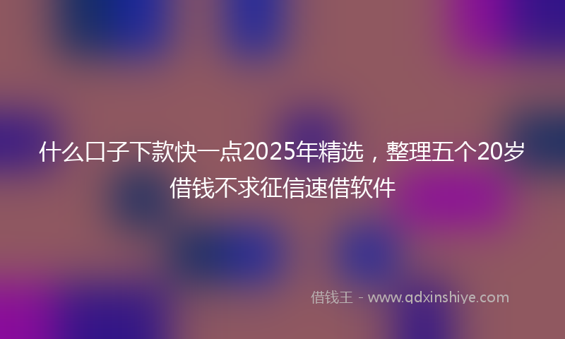 什么口子下款快一点2025年精选，整理五个20岁借钱不求征信速借软件