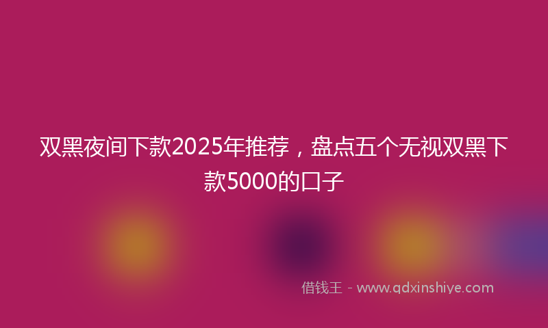 双黑夜间下款2025年推荐，盘点五个无视双黑下款5000的口子