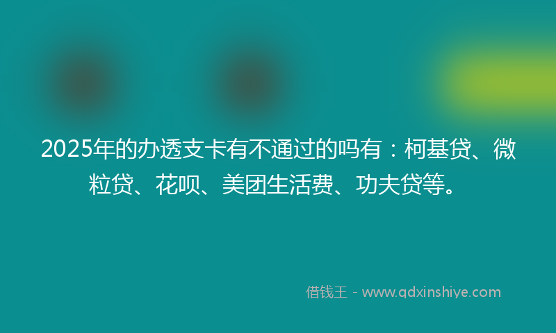 2025年的办透支卡有不通过的吗有：柯基贷、微粒贷、花呗、美团生活费、功夫贷等。