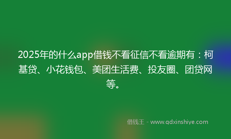 2025年的什么app借钱不看征信不看逾期有：柯基贷、小花钱包、美团生活费、投友圈、团贷网等。