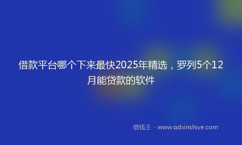 借款平台哪个下来最快2025年精选，罗列5个12月能贷款的软件