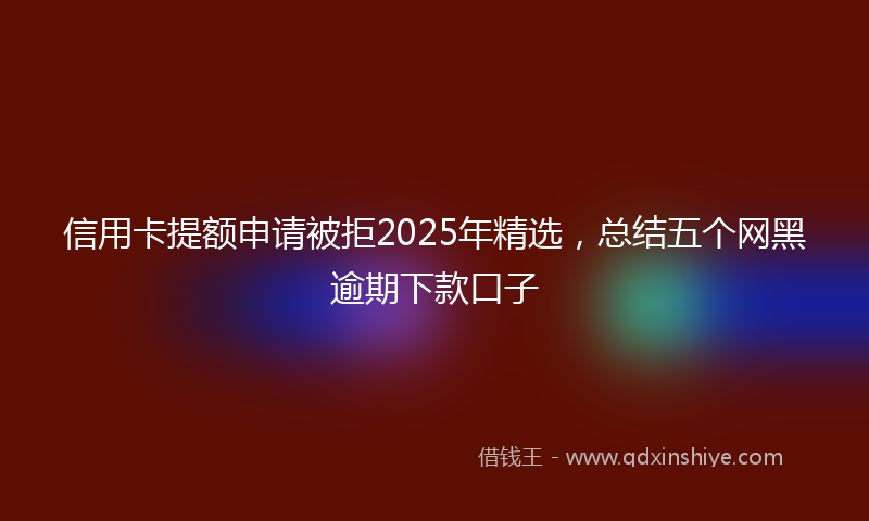 信用卡提额申请被拒2025年精选，总结五个网黑逾期下款口子