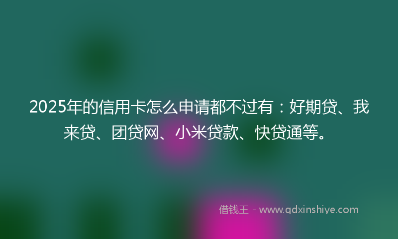 2025年的信用卡怎么申请都不过有：好期贷、我来贷、团贷网、小米贷款、快贷通等。