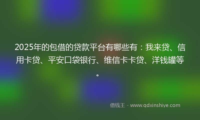 2025年的包借的贷款平台有哪些有：我来贷、信用卡贷、平安口袋银行、维信卡卡贷、洋钱罐等。
