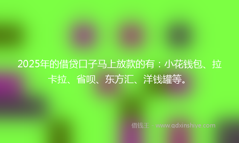 2025年的借贷口子马上放款的有：小花钱包、拉卡拉、省呗、东方汇、洋钱罐等。
