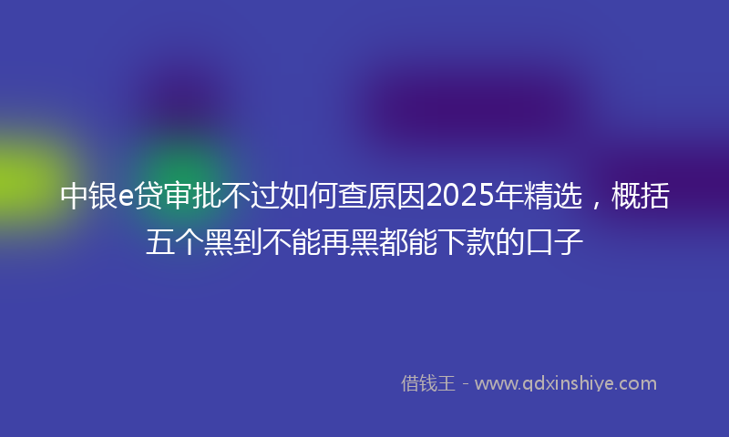 中银e贷审批不过如何查原因2025年精选，概括五个黑到不能再黑都能下款的口子