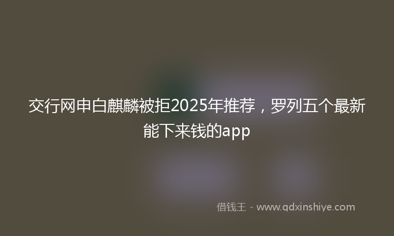 交行网申白麒麟被拒2025年推荐，罗列五个最新能下来钱的app