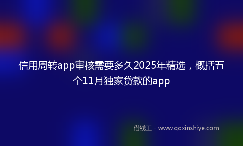 信用周转app审核需要多久2025年精选，概括五个11月独家贷款的app