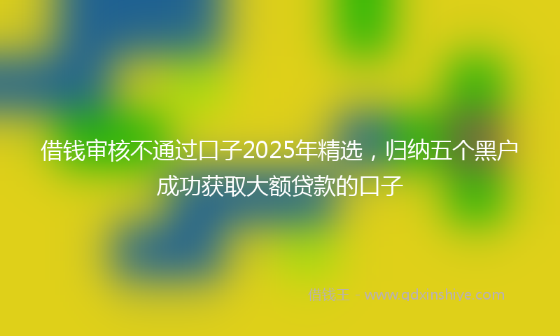借钱审核不通过口子2025年精选，归纳五个黑户成功获取大额贷款的口子