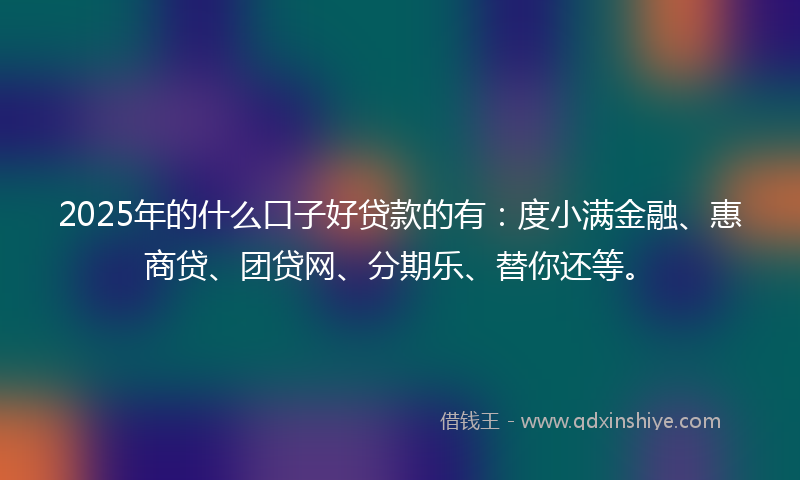 2025年的什么口子好贷款的有：度小满金融、惠商贷、团贷网、分期乐、替你还等。