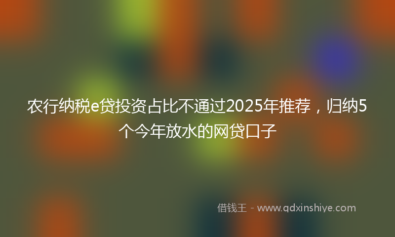 农行纳税e贷投资占比不通过2025年推荐，归纳5个今年放水的网贷口子