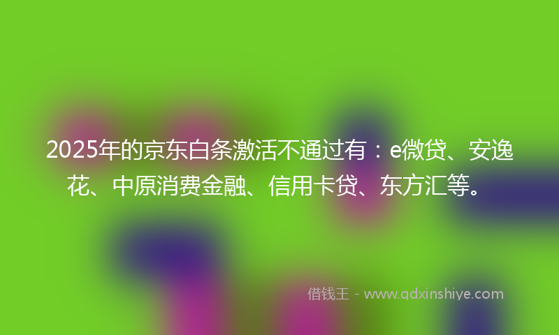 2025年的京东白条激活不通过有：e微贷、安逸花、中原消费金融、信用卡贷、东方汇等。