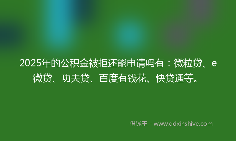 2025年的公积金被拒还能申请吗有：微粒贷、e微贷、功夫贷、百度有钱花、快贷通等。