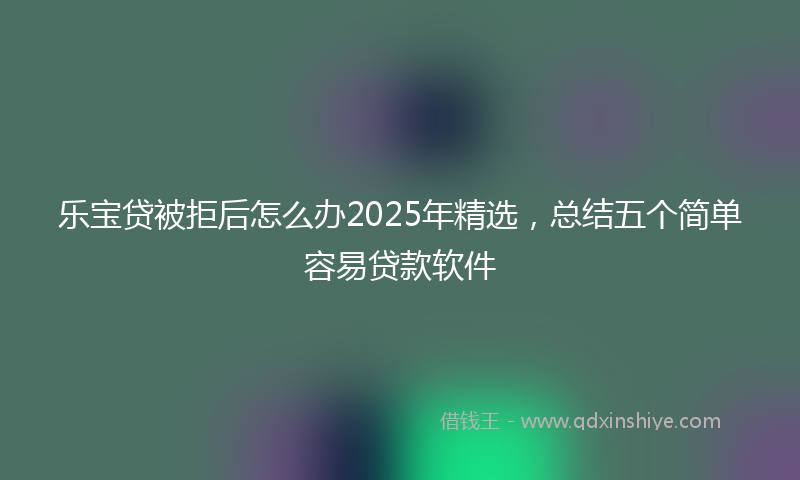 乐宝贷被拒后怎么办2025年精选，总结五个简单容易贷款软件