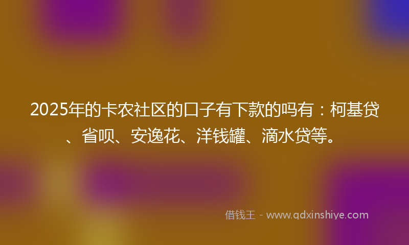 2025年的卡农社区的口子有下款的吗有：柯基贷、省呗、安逸花、洋钱罐、滴水贷等。