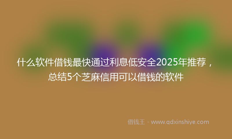 什么软件借钱最快通过利息低安全2025年推荐，总结5个芝麻信用可以借钱的软件