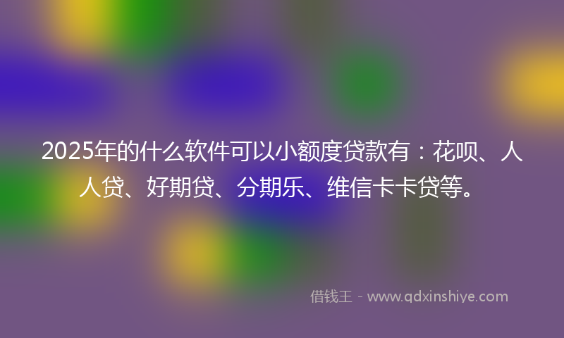 2025年的什么软件可以小额度贷款有：花呗、人人贷、好期贷、分期乐、维信卡卡贷等。