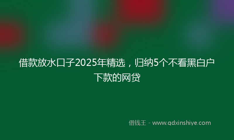 借款放水口子2025年精选，归纳5个不看黑白户下款的网贷
