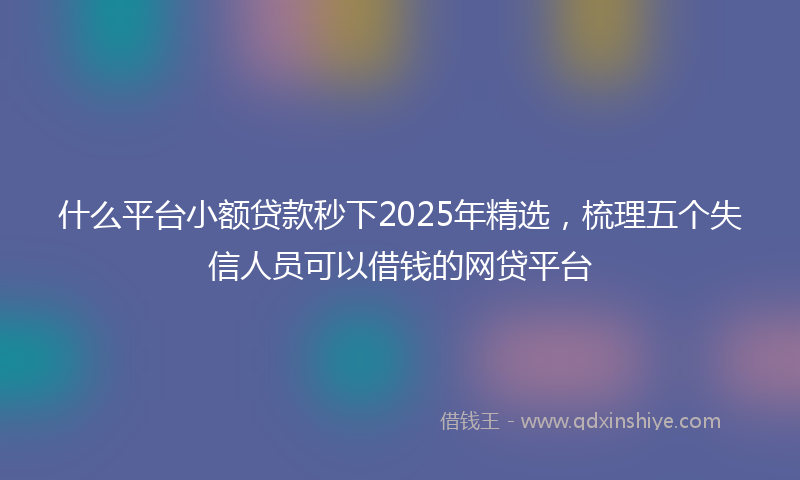 什么平台小额贷款秒下2025年精选，梳理五个失信人员可以借钱的网贷平台