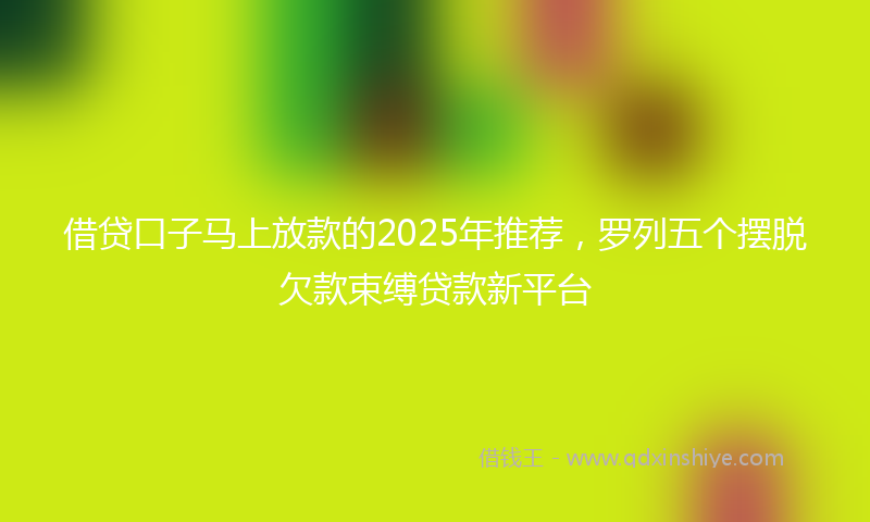 借贷口子马上放款的2025年推荐，罗列五个摆脱欠款束缚贷款新平台