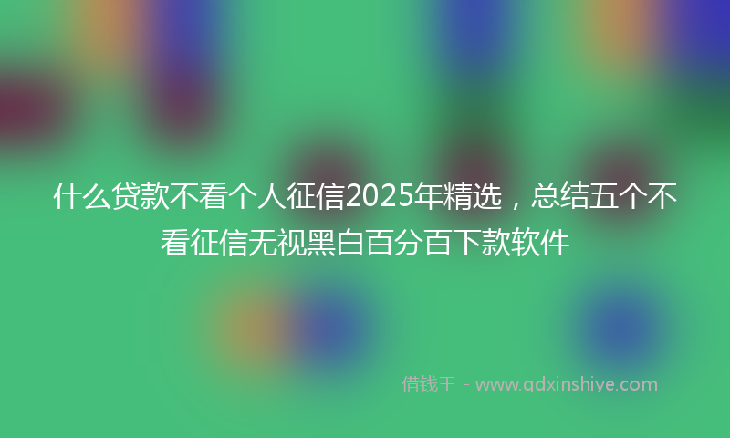 什么贷款不看个人征信2025年精选，总结五个不看征信无视黑白百分百下款软件