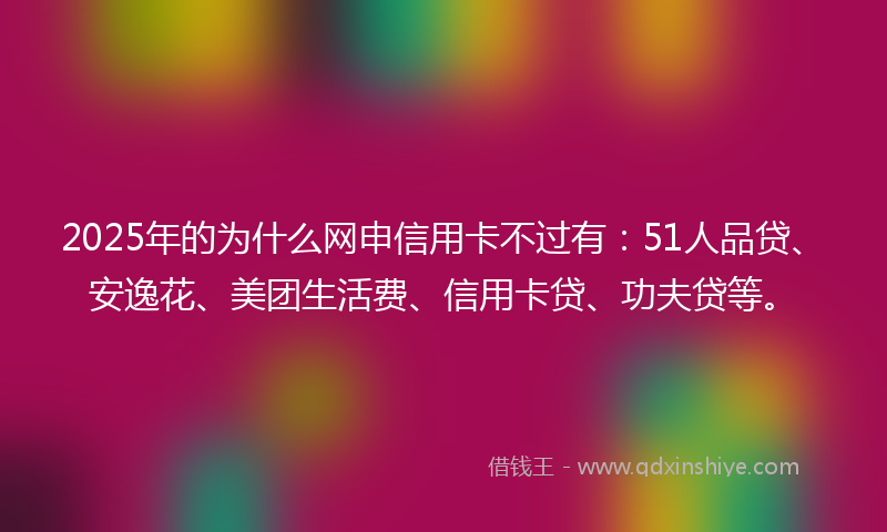 2025年的为什么网申信用卡不过有：51人品贷、安逸花、美团生活费、信用卡贷、功夫贷等。