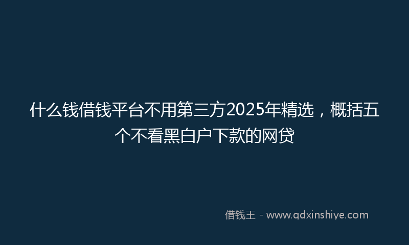 什么钱借钱平台不用第三方2025年精选，概括五个不看黑白户下款的网贷