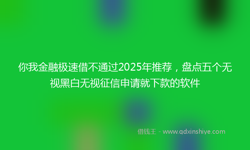 你我金融极速借不通过2025年推荐，盘点五个无视黑白无视征信申请就下款的软件