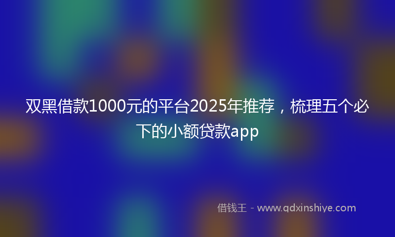 双黑借款1000元的平台2025年推荐，梳理五个必下的小额贷款app