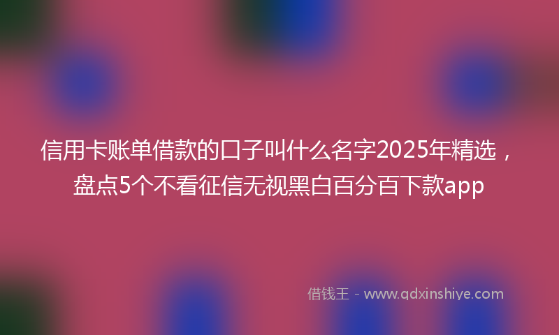 信用卡账单借款的口子叫什么名字2025年精选，盘点5个不看征信无视黑白百分百下款app