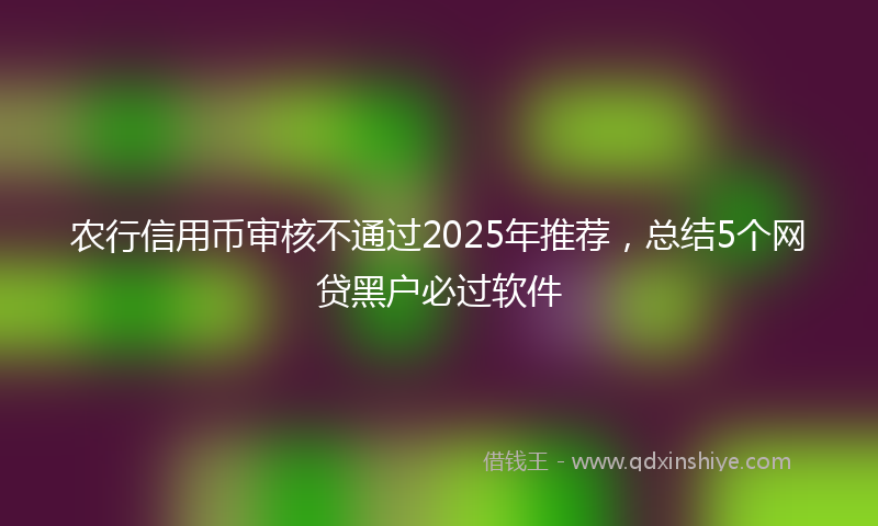 农行信用币审核不通过2025年推荐，总结5个网贷黑户必过软件