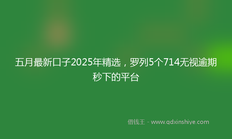 五月最新口子2025年精选，罗列5个714无视逾期秒下的平台