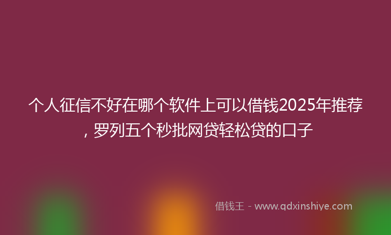 个人征信不好在哪个软件上可以借钱2025年推荐，罗列五个秒批网贷轻松贷的口子