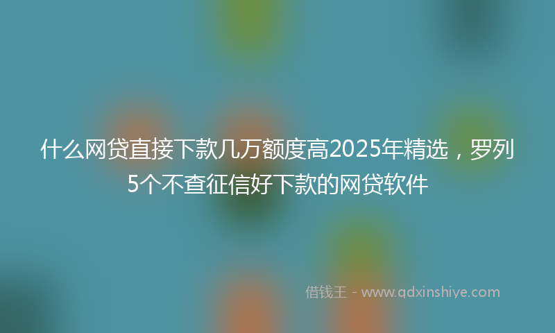 什么网贷直接下款几万额度高2025年精选，罗列5个不查征信好下款的网贷软件