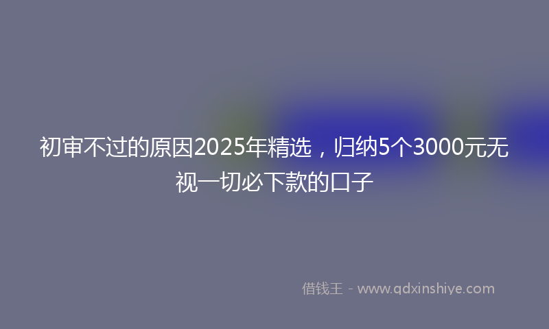 初审不过的原因2025年精选，归纳5个3000元无视一切必下款的口子